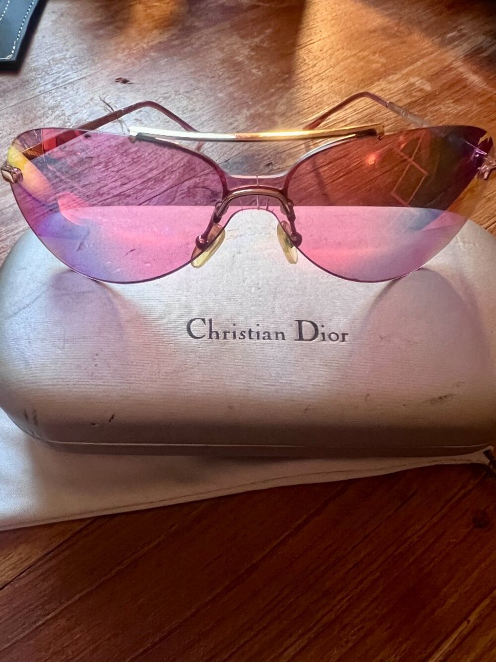 Vintage Christian Dior Mini Aviator 80B Gold Frames + Case & Dust Bag